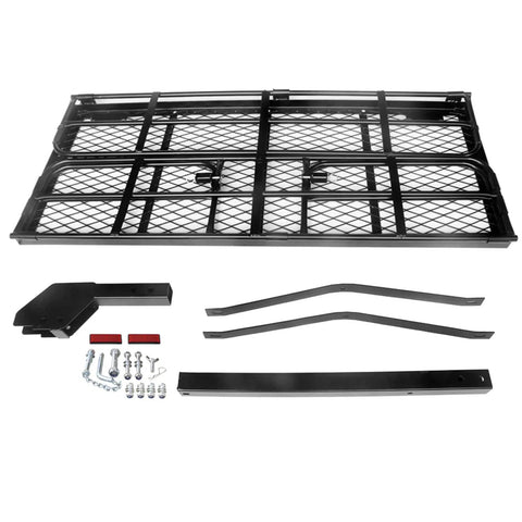 Heavy Duty Hitch Mount Cargo Carrier For 2 Inch Receiver 60 By 24 By 14.4 Inch Folding Luggage Rack with Mesh Surface and Rails