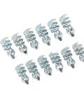 50 Piece Screw In Tire Studs Tough Tungsten Steel Snow Spikes arranged in a row, showcasing heavy-duty winter traction screws.