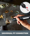 2 Piece Crafting Tool Combo Kit Rotary Tool And Wood And Metal Crafter with universal bit compatibility in use