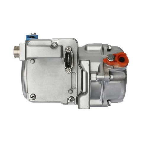 Universal 18CC 12V DC Electric Parking Air Conditioner Compressor showing top view, designed for trucks, buses and vans.