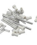 Premium White Window Screen Plunger Latches 10 Pack Rock Solid Aluminum Spring Hooks for tight spaces and repairs.