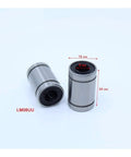 8mm Linear Bearing LM08UU 4 Pack Slick Ball Bearing Guides For Smooth Motion And Low Friction, 15x24mm Size With Four Ball Rows, Ideal For CNC, 3D Printer, Robotics, And Motion Systems. LM08UU bearing showing 15x24 mm size