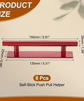 8 Pack Self Stick Push Pull Helpers Round Plastic Cabinet Handles Adhesive Grab N Go Stick On Door Pulls For Kitchen Cabinets Windows Closets Wardrobes Red Durable Grip For Easy Access, red plastic handle, 150x35mm