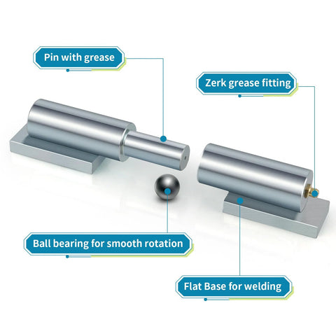 heavy duty weld-on gate hinges with grease fitting and ball bearing for smooth rotation