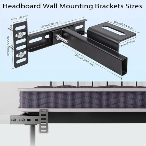 Game Changing Adjustable Headboard Brackets For Metal Bed Frame With Footboard Extension Kit sizes displayed with measurements.