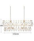 Sleek French Inspired Long Led Chandelier With Prismatic Glass Pendant Lamp For Bedroom And Living Room Retro Ceiling Light Fixture 132cm x 47cm.