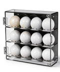 12 Slot Wall Mounted Acrylic Display Case For Baseballs And Golf Balls, Magnetic Front Door, showcasing golf balls