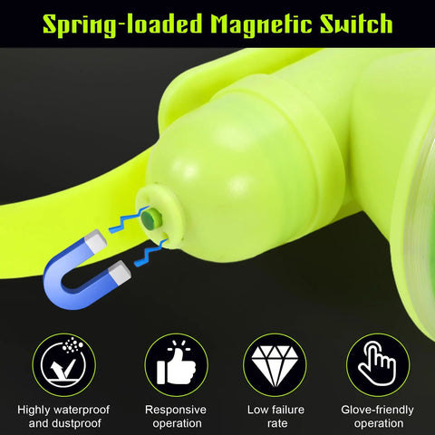 Underwater Dive Headlamp With IPX8 Waterproof, Rechargeable Scuba Light showing spring-loaded magnetic switch detail