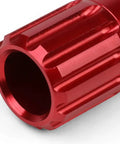 Close-up of red conical 7075 aluminum lug nut from 16 Piece 7075 Aluminum Open End Lug Nuts M12 X 1.5 With 4 Lock Nuts And Key Red