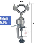 Heavy Duty Bench Clamp Vise Drill Stand Holder With 360 Degree Swivel And 45 Degree Tilt Adjustable Clamp For 1.57 To 2.16 Inch Diameters 2.04 Inch Throat Aluminum Alloy Workhorse Grinder Holder For DIY Projects And Jewelry Making, 10.23in tall