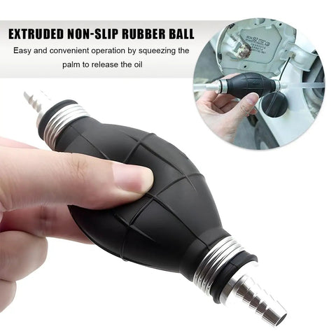 Hand Fuel Transfer Pump With Manual Primer Bulb For Cars Boats And Marine Fuel Systems, 10mm 3/8 Inch Rubber Fuel Line in use