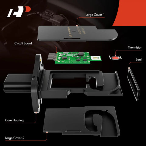 Exploded view of Mass Air Flow Sensor MAF 4 Pins For Nissan Altima 2016-2018 Sentra 2016-2019 showing internal components and circuit board.