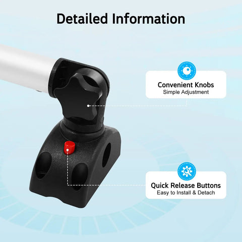 Yak Outrigger Stabilizer Kit Two Piece Detachable PVC Boat and Canoe Stabilizer System features convenient knobs and quick release buttons
