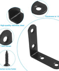 Heavy Duty 10 Pack L Brackets For Furniture Assembly Right Angle Corner Supports 2X2 Inch Black Coated Steel showing precise screw holes.