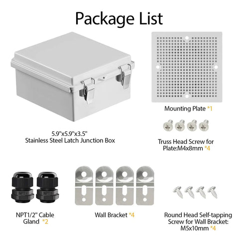 Pro Level IP67 Waterproof Electrical Box Built Tough For Hassle Free Install with stainless steel latch and wall brackets.