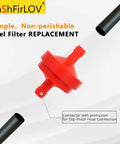 Red inline lawn mower fuel filter one quarter inch, 75 micron, for small engines and riding mowers