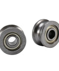 10Pcs U Groove Belt Pulleys For Track Linear Motion System, Heavy Duty Deep Metal Guide Wheel With U Groove Bearing, Carbon Steel, 4mm Bore, 13mm OD, 7mm Height, 5.2mm U Groove Width, Double Shield, front and side view