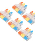 3 In 6 Out Quick Wiring Splice Cable Connector 41A 450V with red copper contacts, PA fire retardant housing, visible in side view.