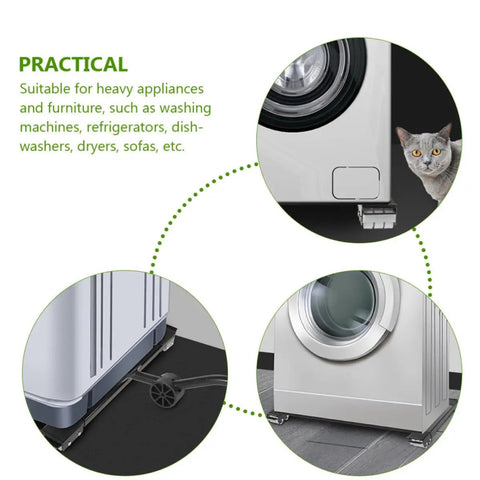 Heavy Duty Furniture Movers With Wheels And Stainless Steel Sliders For Moving Sofa Or Washer And Dryer Includes Anti Slip Base Pads for washers.