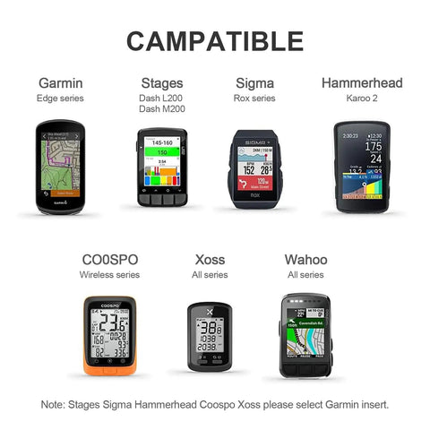 Compatibility chart for Aero Integrated Out Front Handlebar Mount System for Bikes with Garmin Wahoo GoPro CNC 6061 T6 Aluminum