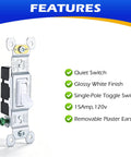 Single pole toggle switch from Two Gang Double Switch Box Kit With 4x4 Inch Metal Electrical Box And Two 15 Amp Tamper Resistant Toggles