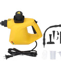 Yellow High Temperature Handheld Steam Cleaner with Cleaning Brush, Glass Scraper, Extension Hose and Nozzle for Deep Cleaning