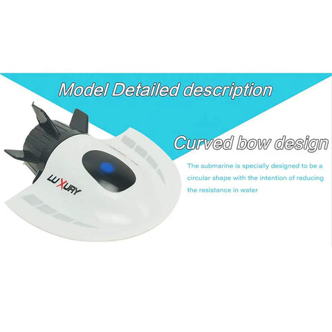 Model illustration of Mini RC Submarine Boat Remote Control Waterproof Diving Toy with curved bow design detail