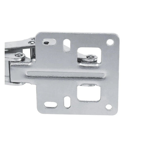 Concealed cabinet hinge close-up showing 170 degree rotation hydraulic soft close for thick doors and durable fittings