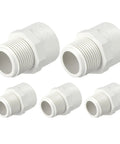 Three Quarter Inch PVC Pipe Fitting NPT Male Thread Adapter Slip Coupling For Furniture Assembly And Irrigation SCH40 White Leak Free