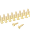Brass Slotted Round Head Self Tapping Wood Screws M3.5 X 14mm For Woodworking, Furniture Assembly, Pack Of 28, displayed on white background