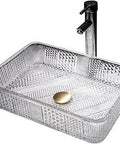 Dope Clear Glass Bathroom Sink Transparent Rectangle Vessel Basin For Countertop Modern Sleek Wash Sink with faucet