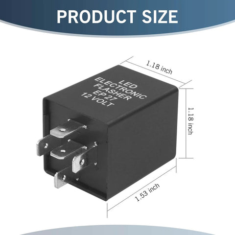 5 Pin LED Flasher Relay For Hyper Flash Fix Plug And Play No Fuss Install Durable ABS Housing With Copper Coil showing dimensions