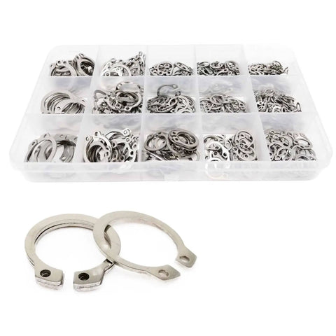 Pro Grade Heavy Duty Snap Ring Kit 500 To 900 Pieces, M5 Through M20 External Circlips in plastic organizer