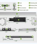 Pocket Door Track Kit With Soft Close And Soft Open For 5 Ft, 5.3 Ft And 8 Ft Doors, Heavy Duty Aluminum Construction diagram
