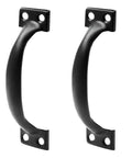 Rustic Gate Handle Set 2 Pack Iron Hardware Pull With Screws Black Finish for outdoor garage or cabinets, vintage farmhouse style