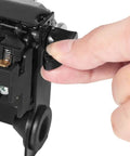Close-up of Pressure Switch With Unloader And Four Port On Off Lever 135 To 175 PSI For Five HP Reciprocating Air Compressors 2340 2475 2545 7100 Replacement Part built tough for heavy duty use premium replacement part fits 2340 2475 2545 and 7100 models being operated by hand.