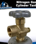 Close-up of 125 Cu Ft Nitrogen Gas Cylinder Tank valve for welding jobs