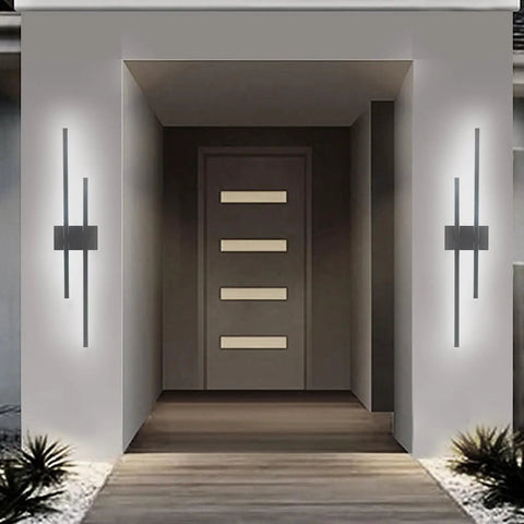 Entrance with Modern LED Wall Light Two Light Wall Sconce For Bedside Hallway And Stairwell, 35 Inch Rectangular Wall Mount Lamp, 20W 6000K Cool White Glow, Black Finish, Ideal Indoor Lighting Fixture For Home on either side
