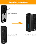 Two Way Installation Backplate Mount For Blink Video Doorbell 2nd Gen showing no-drill and screws install options