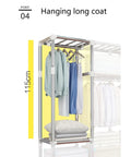 Rock Solid Portable Wardrobe With Heavy Duty Steel Frame And Waterproof Nylon Cover Hella Spacious Folding Closet Organizer For Bedroom Garage Or Tiny Home All Purpose Storage Setup showcasing hanging long coats and stacked pillows.