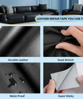 Heavy Duty Black Leather Repair Tape For Couch And Sofa Restoration Delivers No Sweat Diy Fixes With Rock Solid Adhesion and durable waterproof texture.