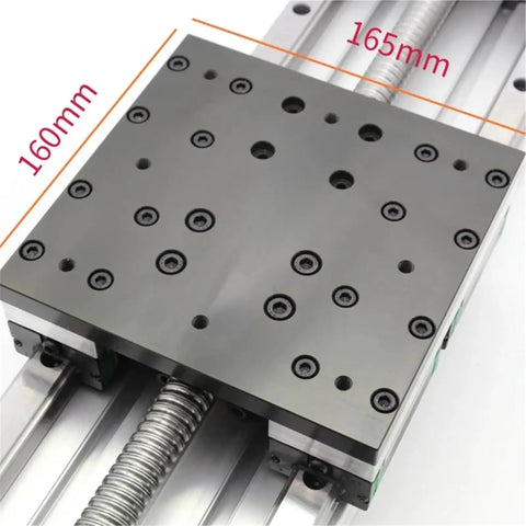 Beefy Ball Screw Linear Bearing Guide System With Double Rail Slide Mount 100mm Stroke Nema34 Motor Compatibility Manual Linear Shaft Actuator Module Table, 160mm plate