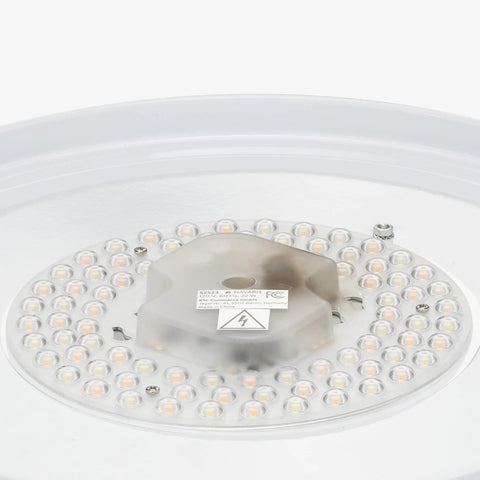 Interior view of Dope Flush Mount Ceiling Light With Drum Shade LED Fixture Remote Control Dimmable And Color Temp Adjust 15.75 Inch Diameter