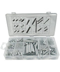 Super Cool 200 Piece Spring Assortment Kit Packed With Essential Extension Compression And Torsional Springs For Your Awesome Home DIY Hardware Projects And Repairs Today. Open plastic box with assorted silver metal springs
