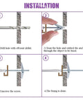 Installation steps for Heavy Duty Hollow Wall Anchors Kit Set Of 72 Carbon Steel Toggle Bolts And Wing Nuts For Drywall Mounting