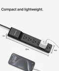 Six Outlet Surge Protector Power Strip With Six Foot Long Heavy Duty Extension Cord 360 Degree Rotating Plug And 600 Joules.