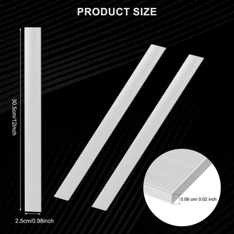 Front view: 2-pack 304 stainless steel strips, 12 x 1 in, 0.02 in thick, shim plates for DIY crafts