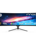 Front view of UltraWide 49 Inch Curved Monitor With 32 By 9 Aspect And 1800R Radius 3840x1080 144Hz HDR400 99 Percent sRGB USB C