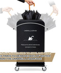 Heavy Duty Commercial Wet Umbrella Dryer With Rust Proof Finish And Removable Water Tray Plus Thick Absorbent Pads for use with wet umbrellas.