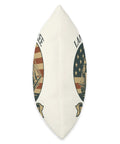 Side view of a Patriotic Sailboat Throw Pillow With US Flag Design For 4th Of July Home Decor featuring red, white, and blue colors.